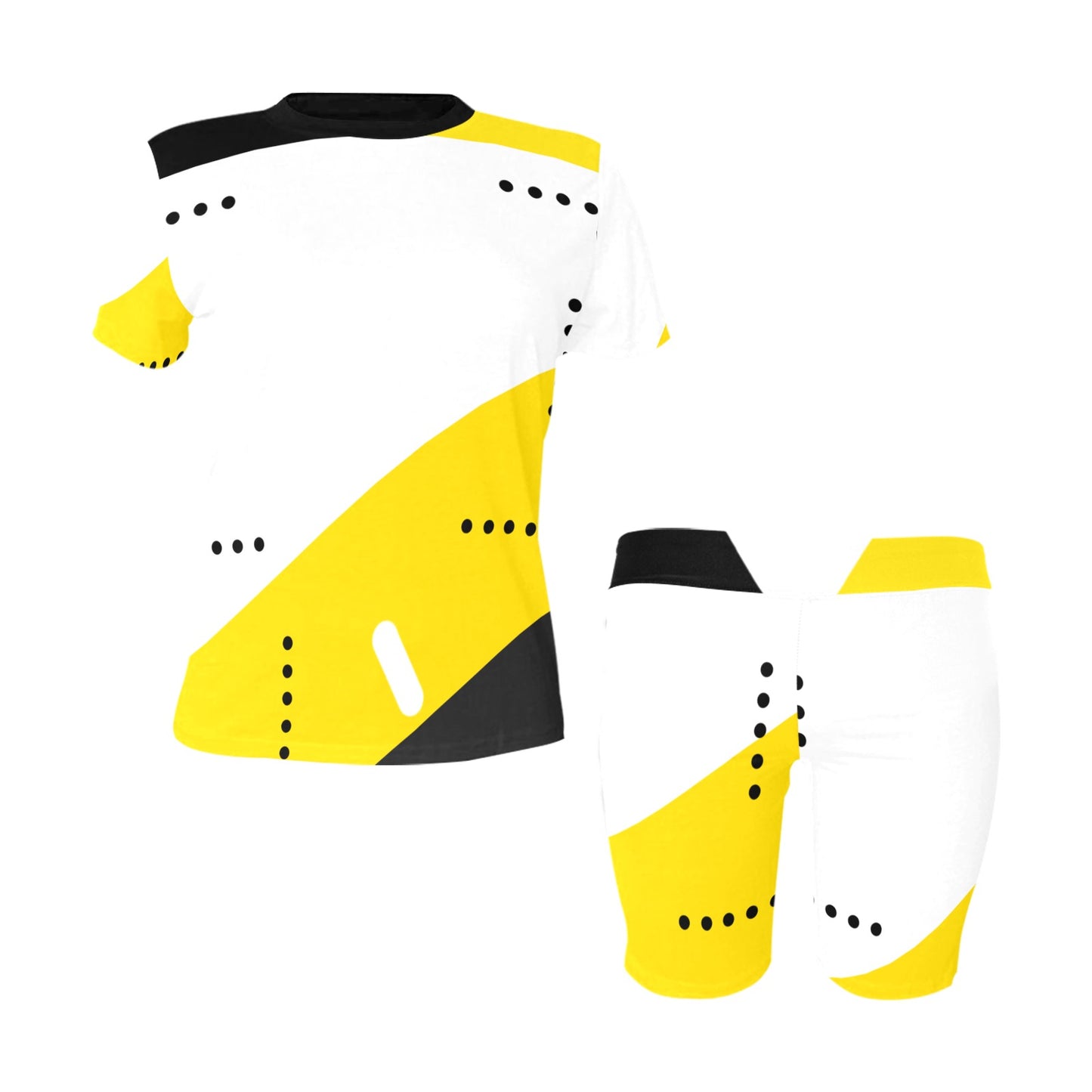 Black and Yellow Women's Short Yoga Set