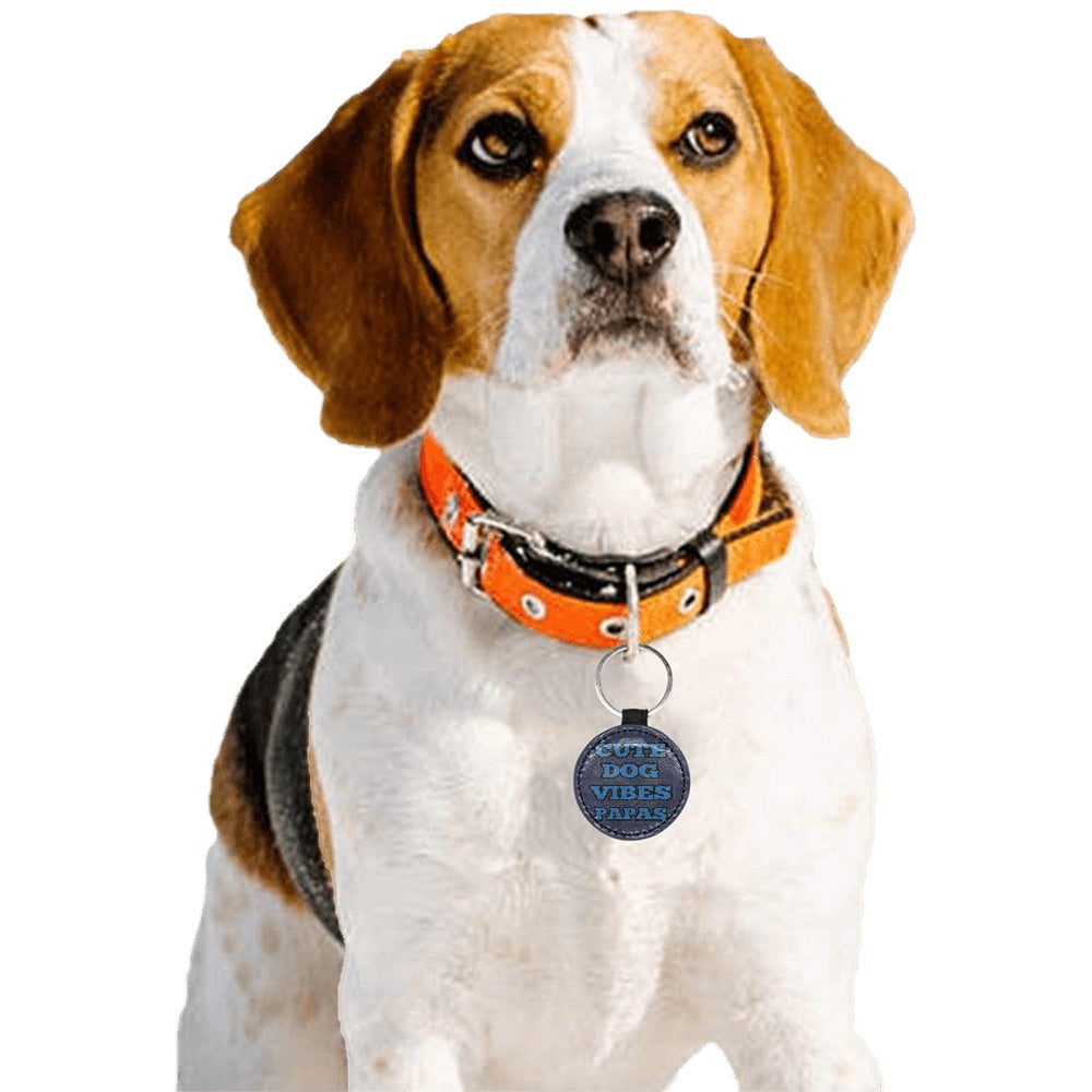 Cute Dog Vibes Round Pet ID Tag Choose Your Design