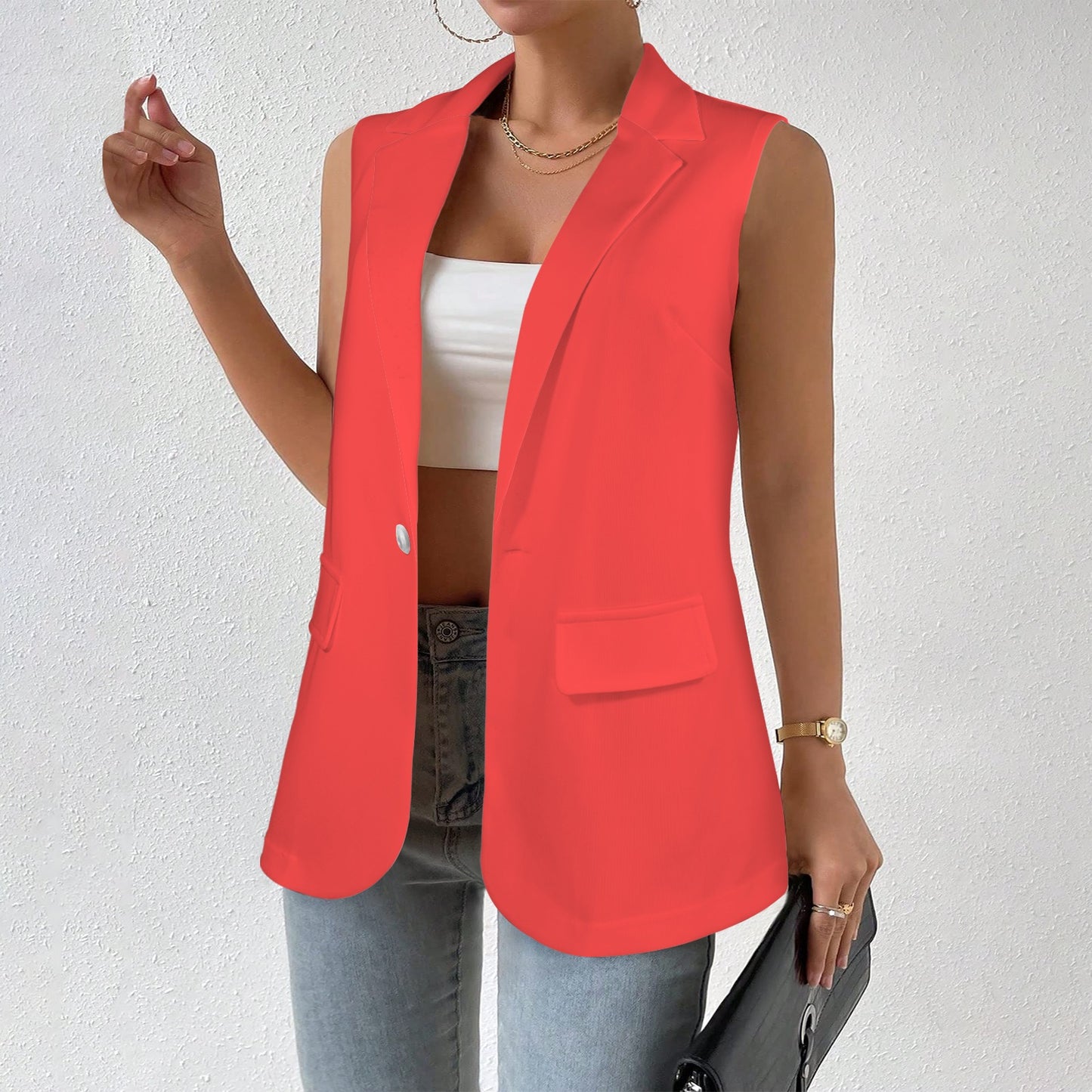 Red Women's Sleeveless Blazer