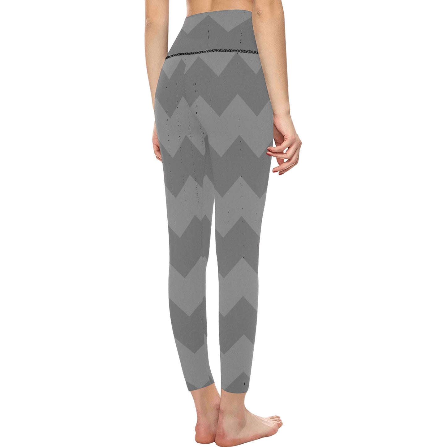 Gray Zigzag High-Waisted Leggings