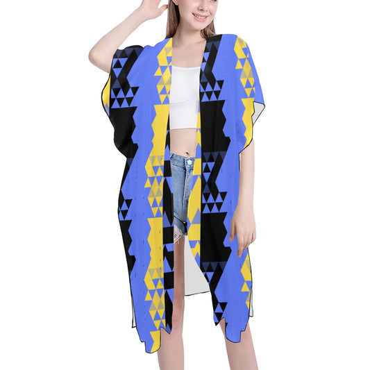 Blue Yellow Chiffon Cover Ups