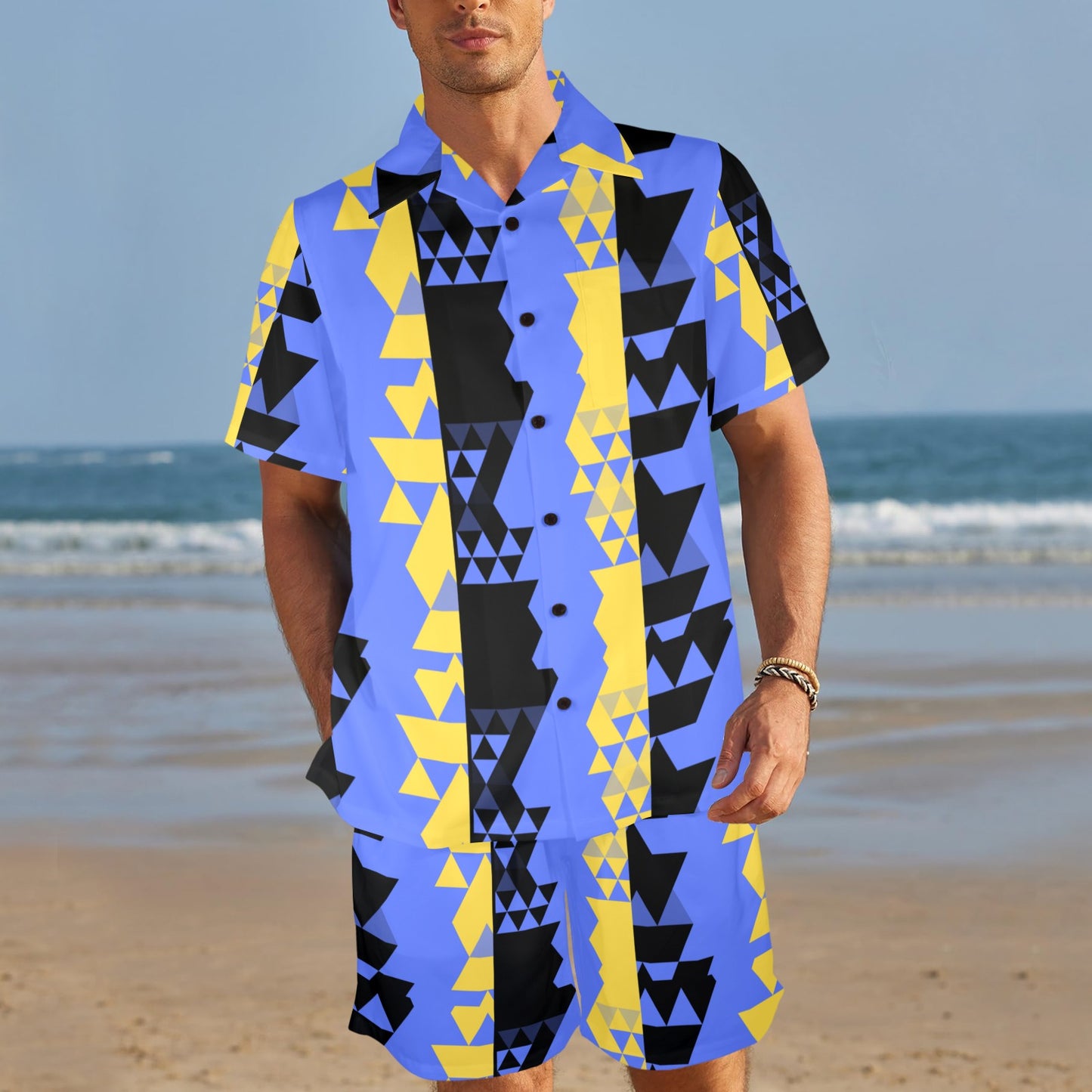 Blue Yellow Men's Outfit