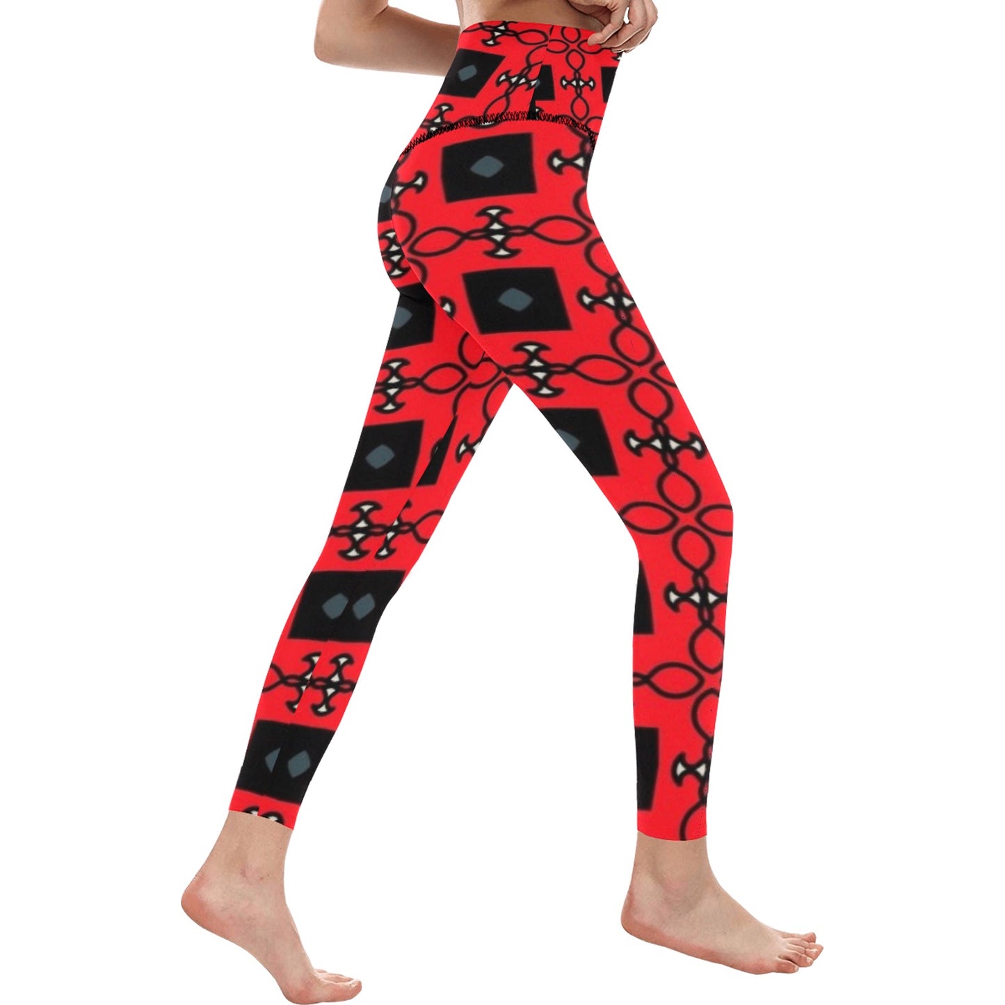 Black and Red Fashions High-Waisted Leggings