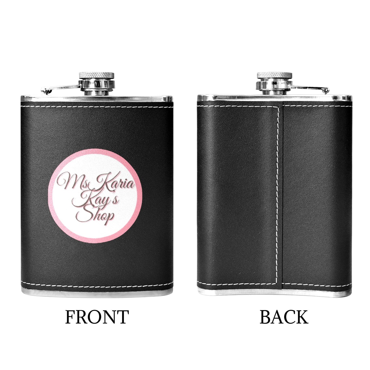 MsKaria Kay’s Shop 8oz Black Leather Hip Flask