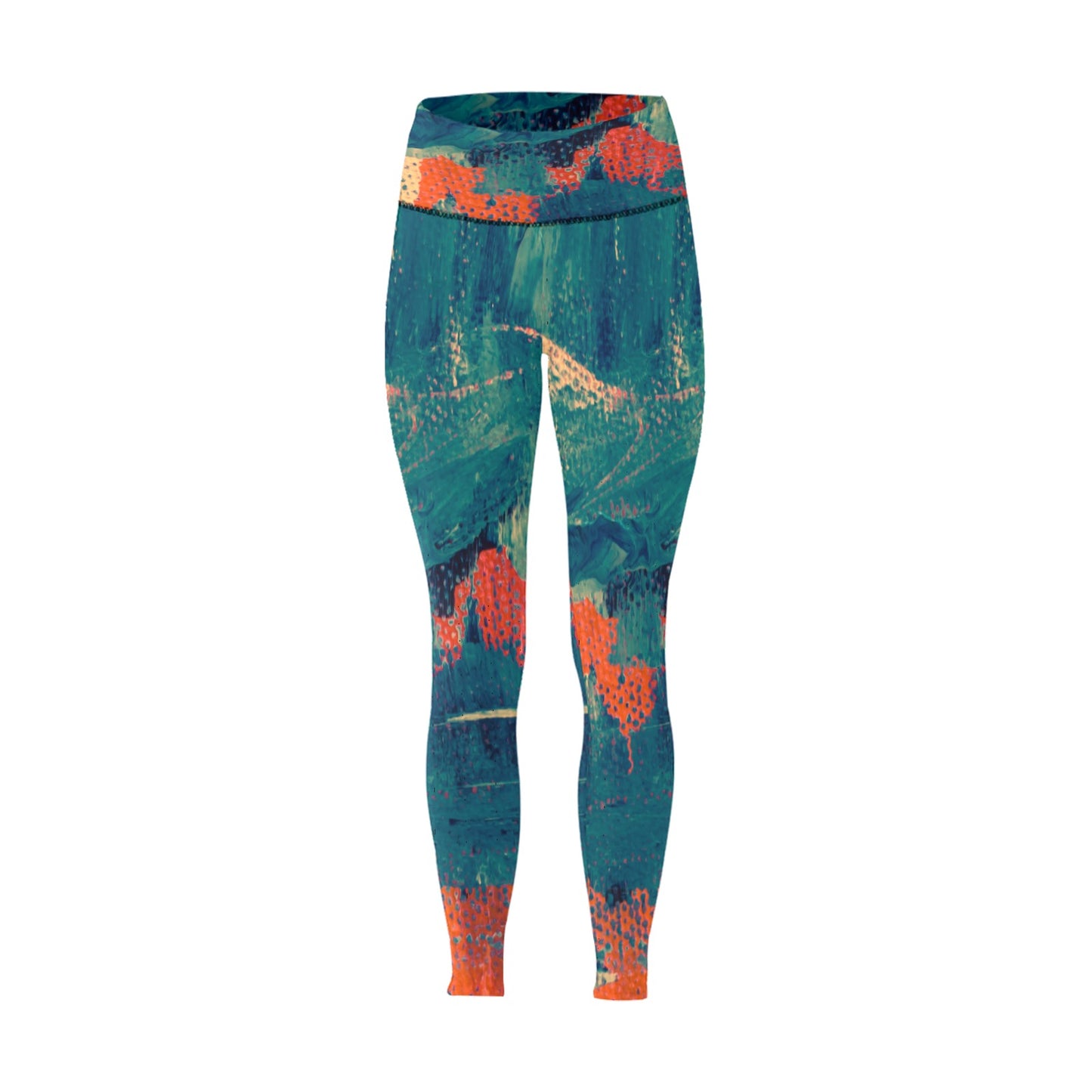 Fire Greenish High-Waisted Leggings