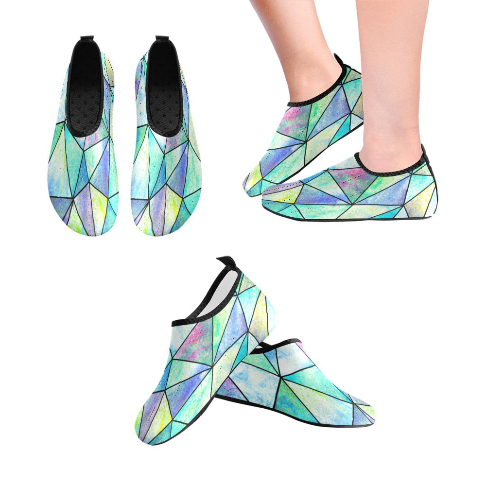 Teal Stain Glass Kids' Slip-On Water Shoes