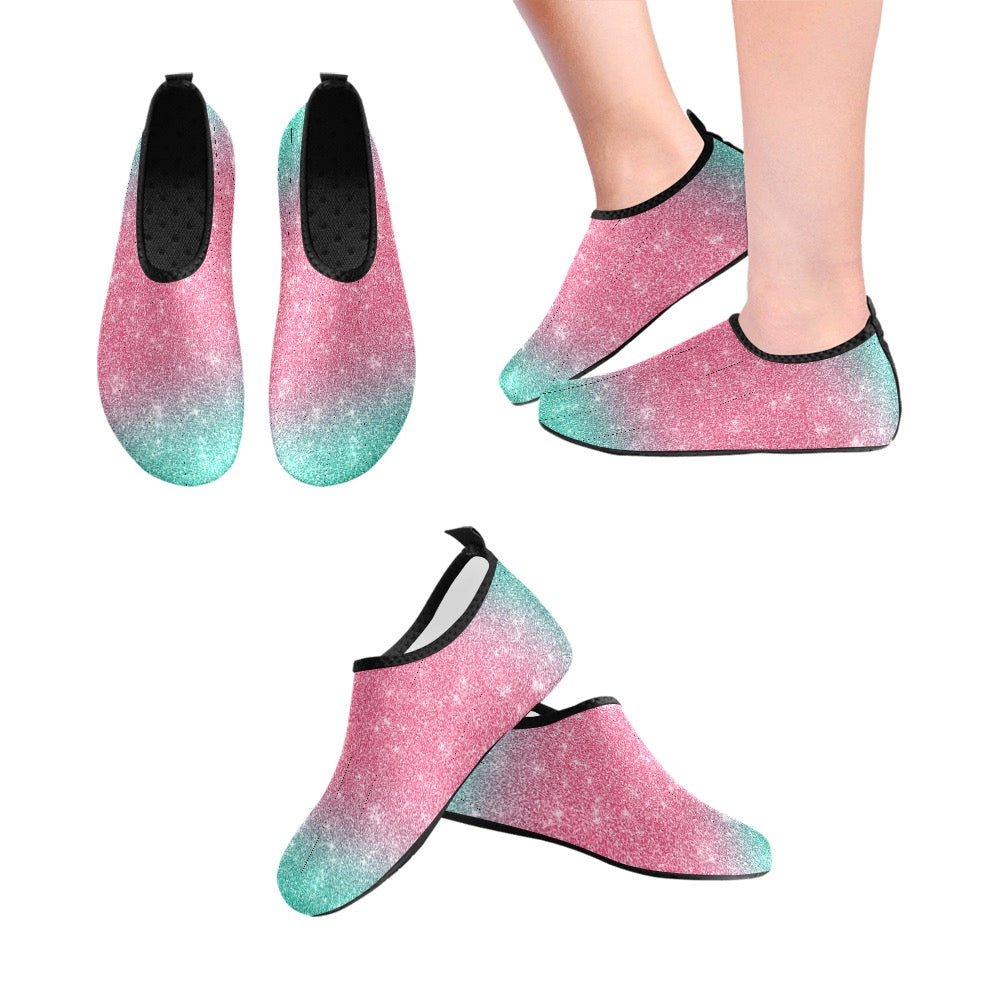 Teal and Pink Kids' Slip-On Water Shoes