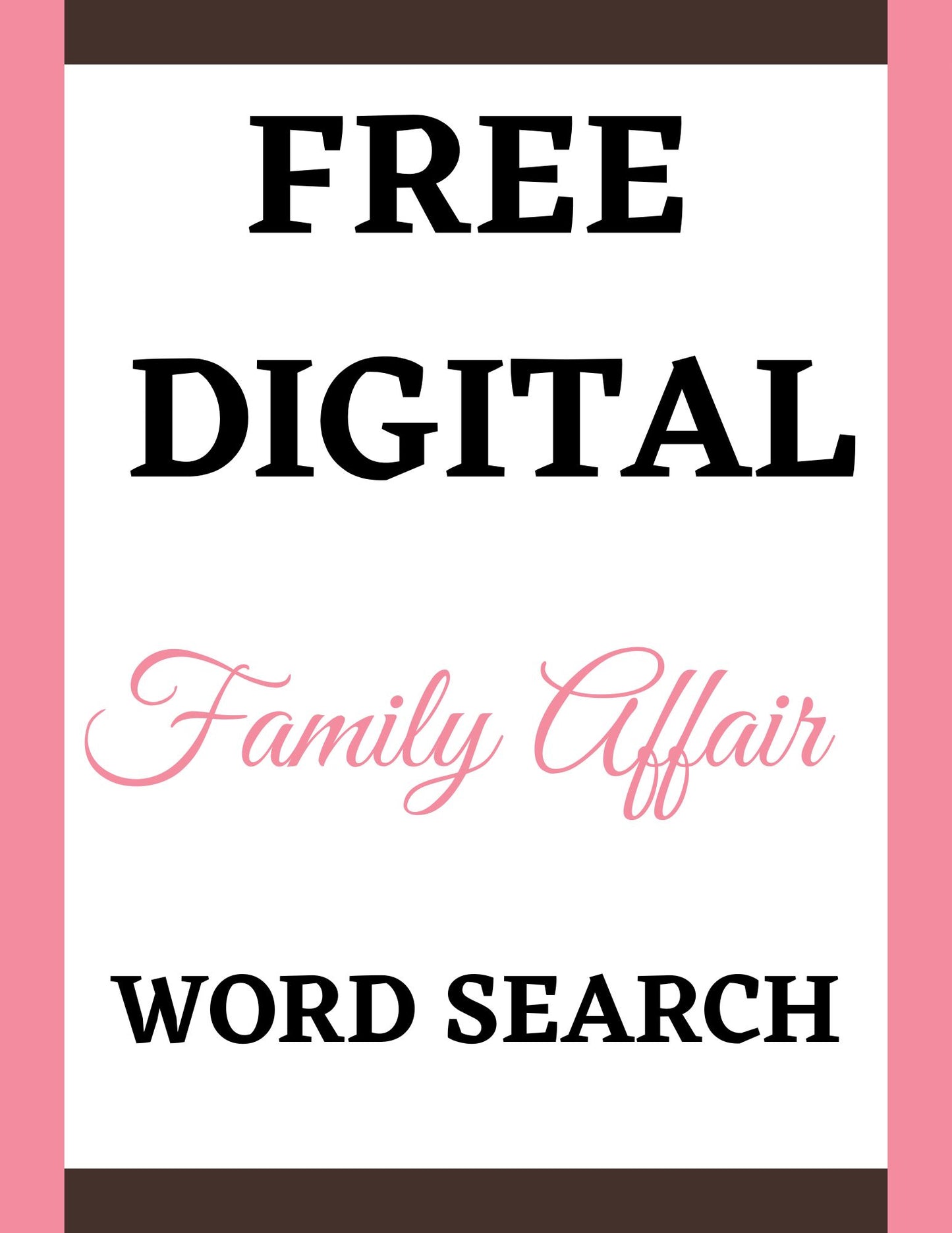 Free Family Affair Word Search