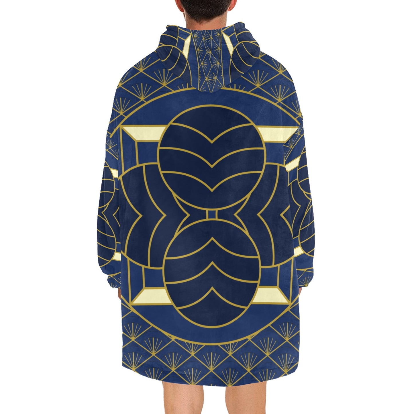 Navy Cut Blanket Hoodie for Adults