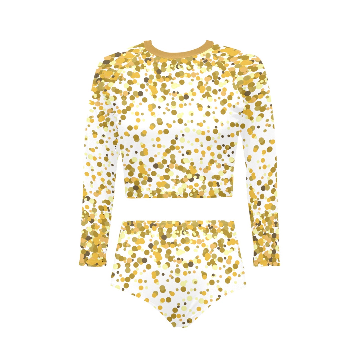 Gold Confetti Long Sleeve Bikini Set