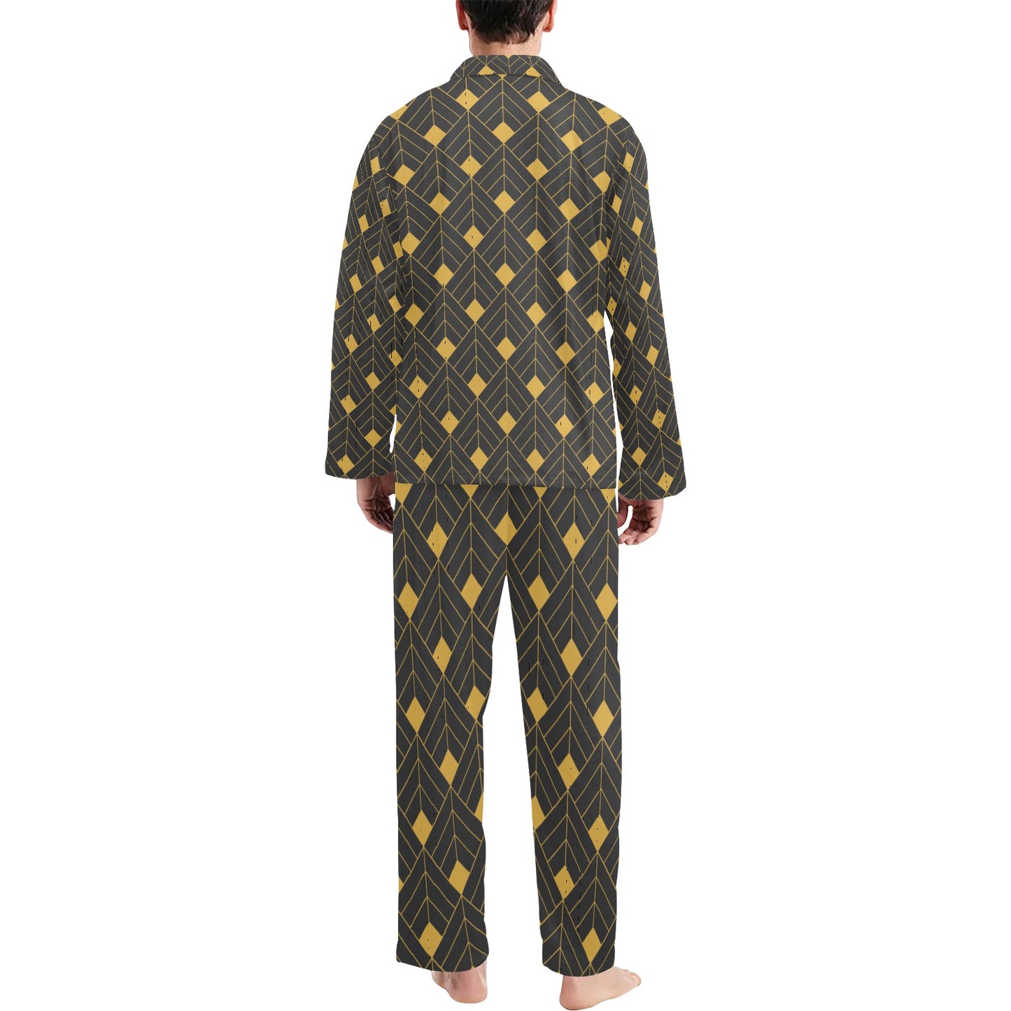 Gold Diamond Men's V-Neck Long Pajama Set