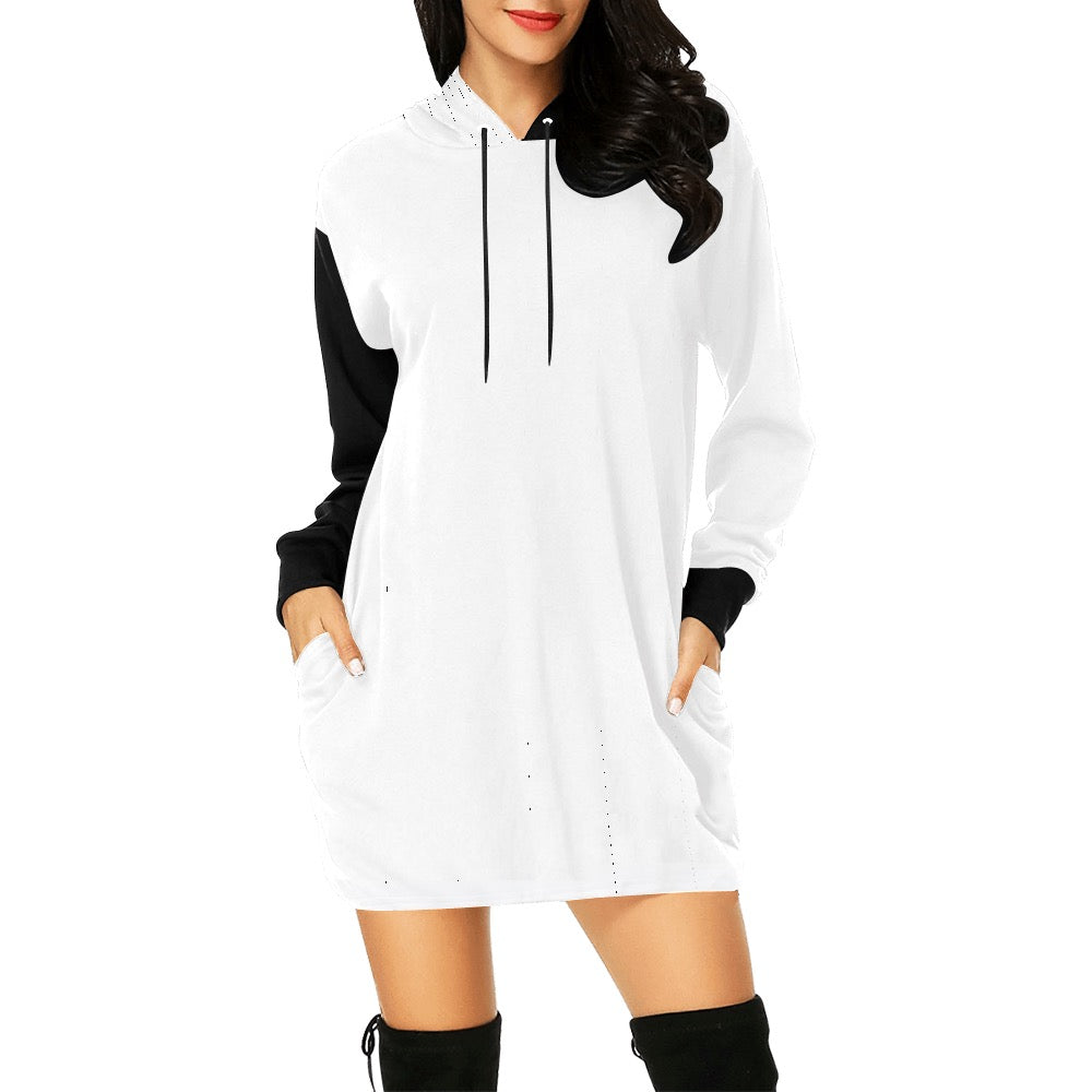 White & Black Hoodie Mini Dress