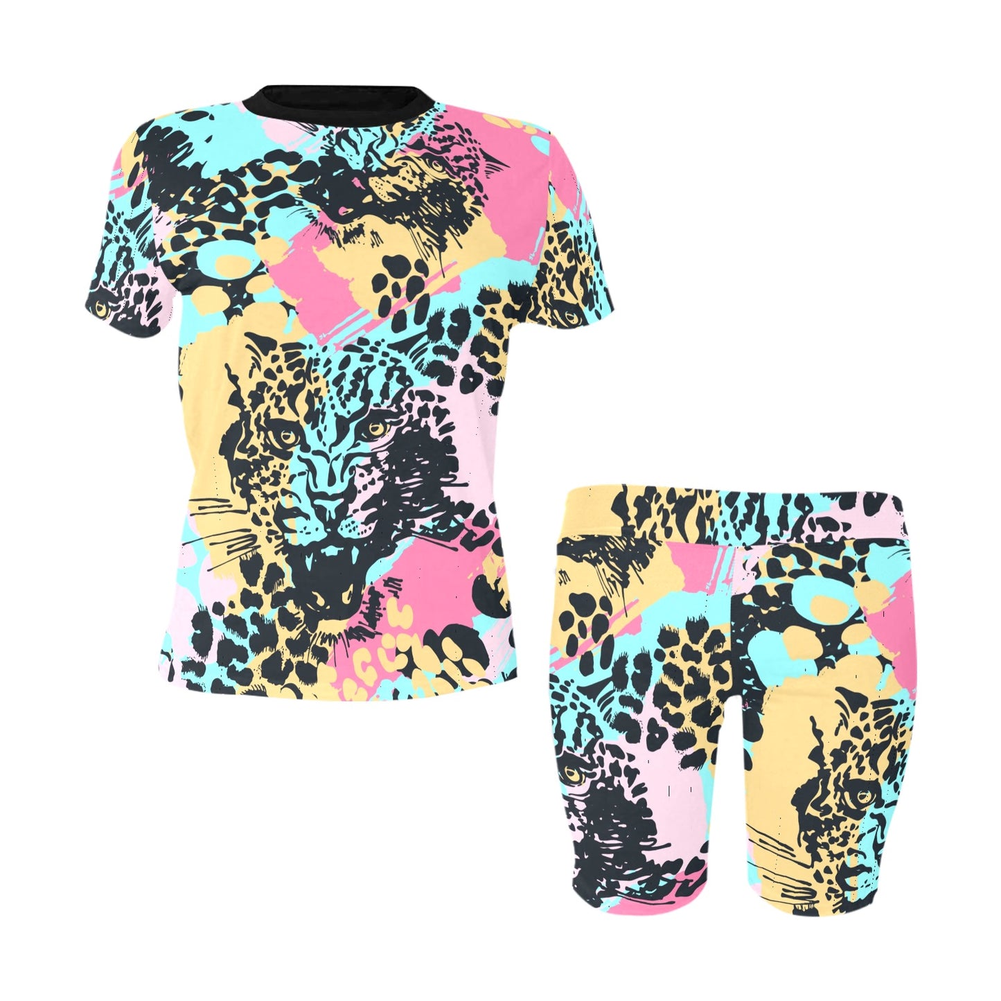 Abstract Leopard Women's Short Set