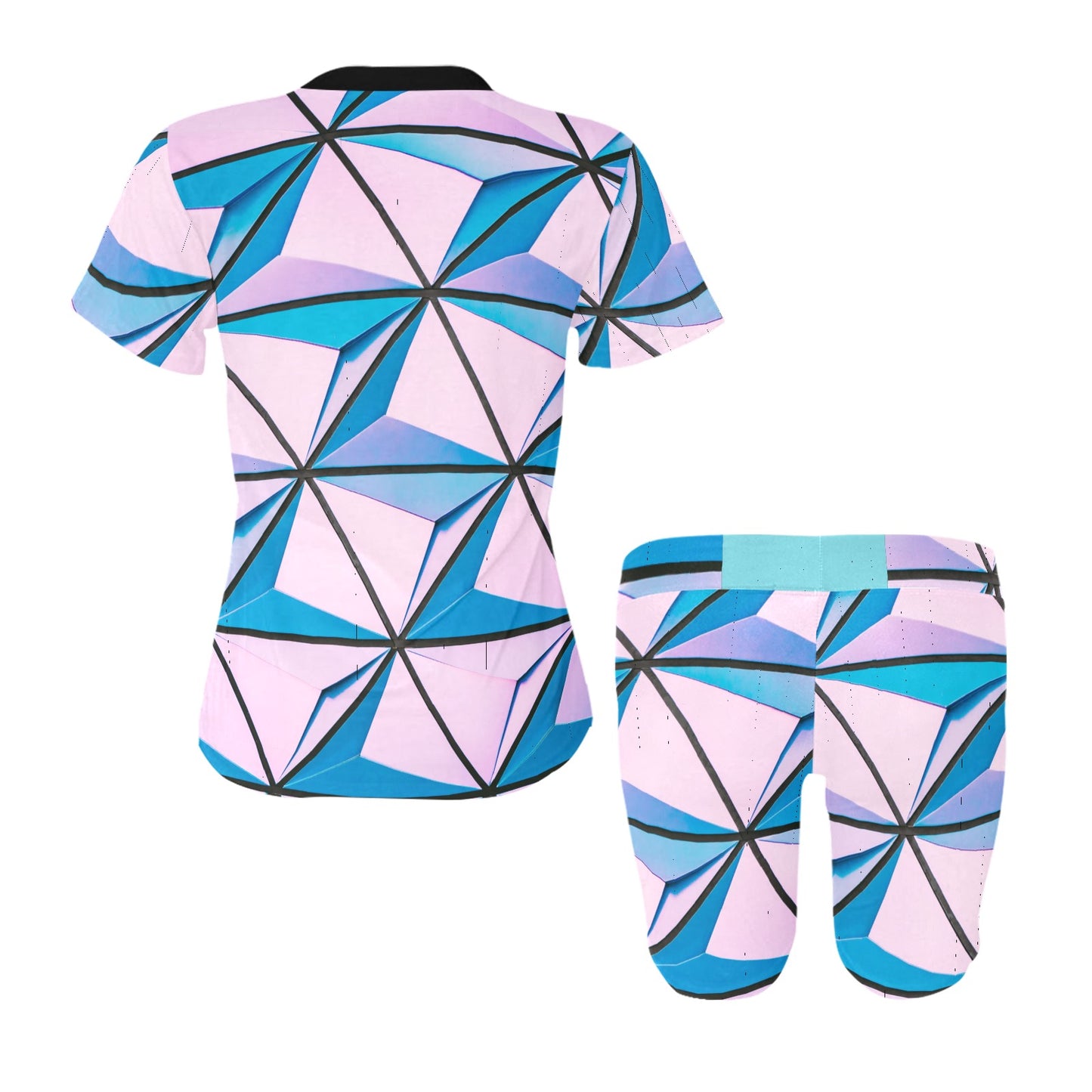 Pink Abstract Women's Short Set