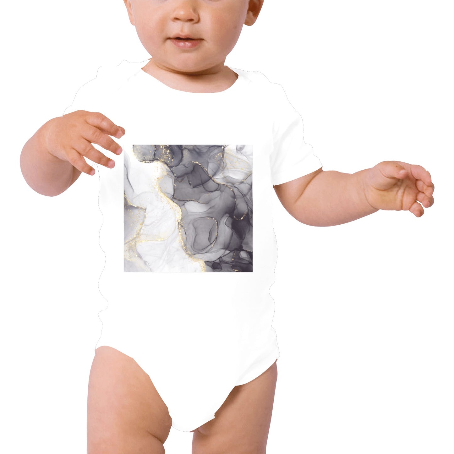 Grey Marble Baby Onesie