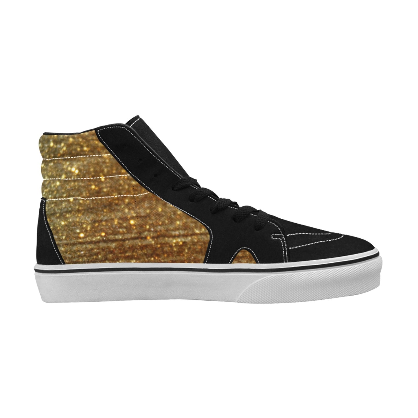 Gold Shimmer Men's High Top Skateboarding Shoes