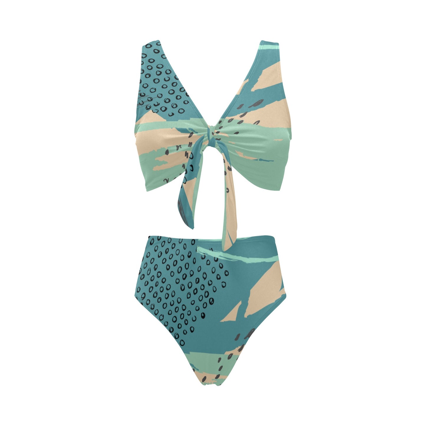 Beige and True Bow Tie Bikini Swimsuit