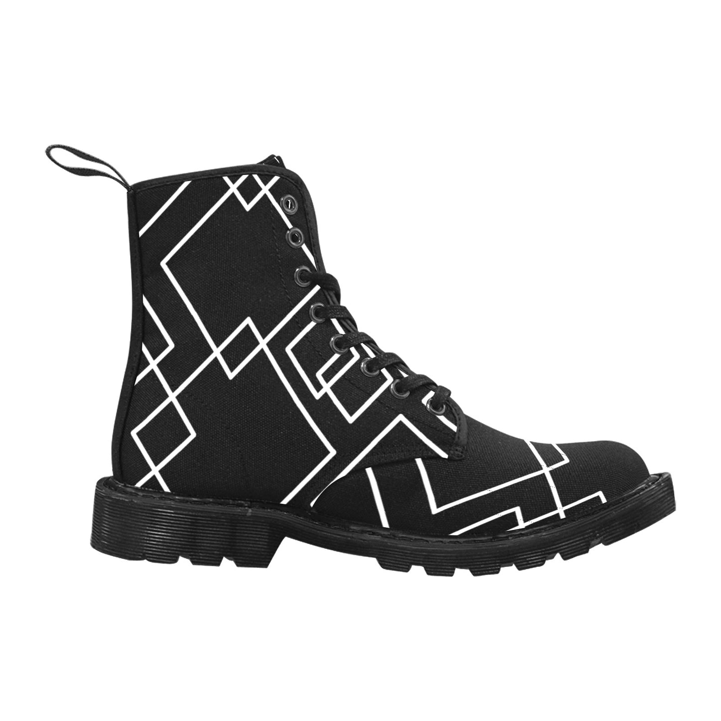 Black Squared Martin Boots- Women (Black)