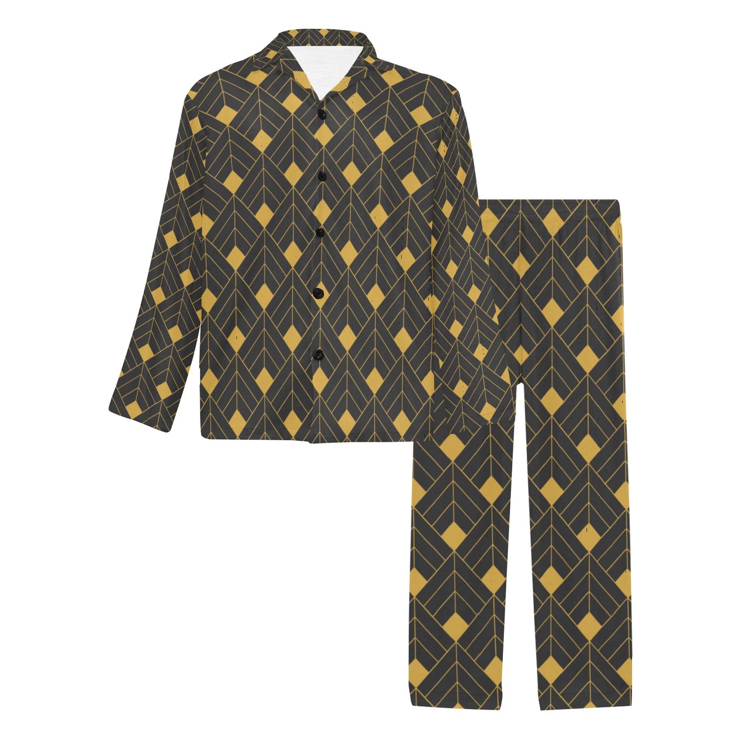 Gold Diamond Men's V-Neck Long Pajama Set