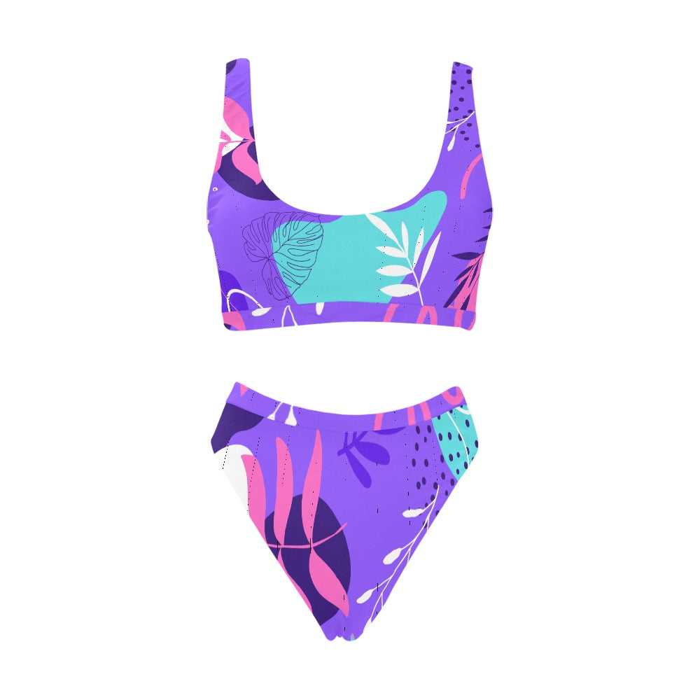 Purple Palms Sport Swimsuit