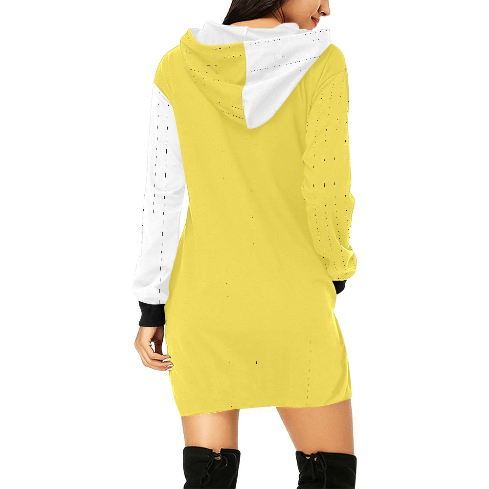 White & Yellow Hoodie Mini Dress