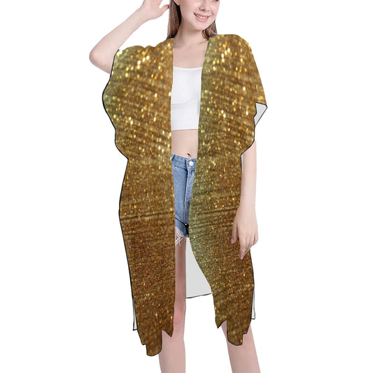 Gold Shimmer Chiffon Cover Up