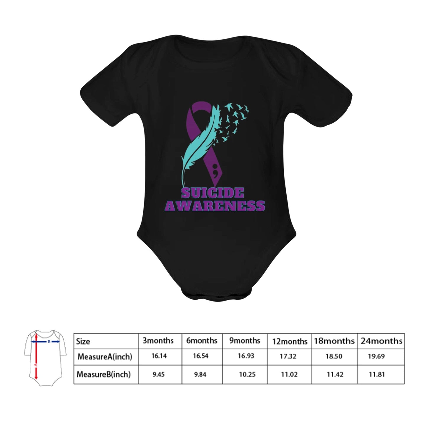 AWARENESS - Suicide Awareness Baby Short Sleeve Onesie