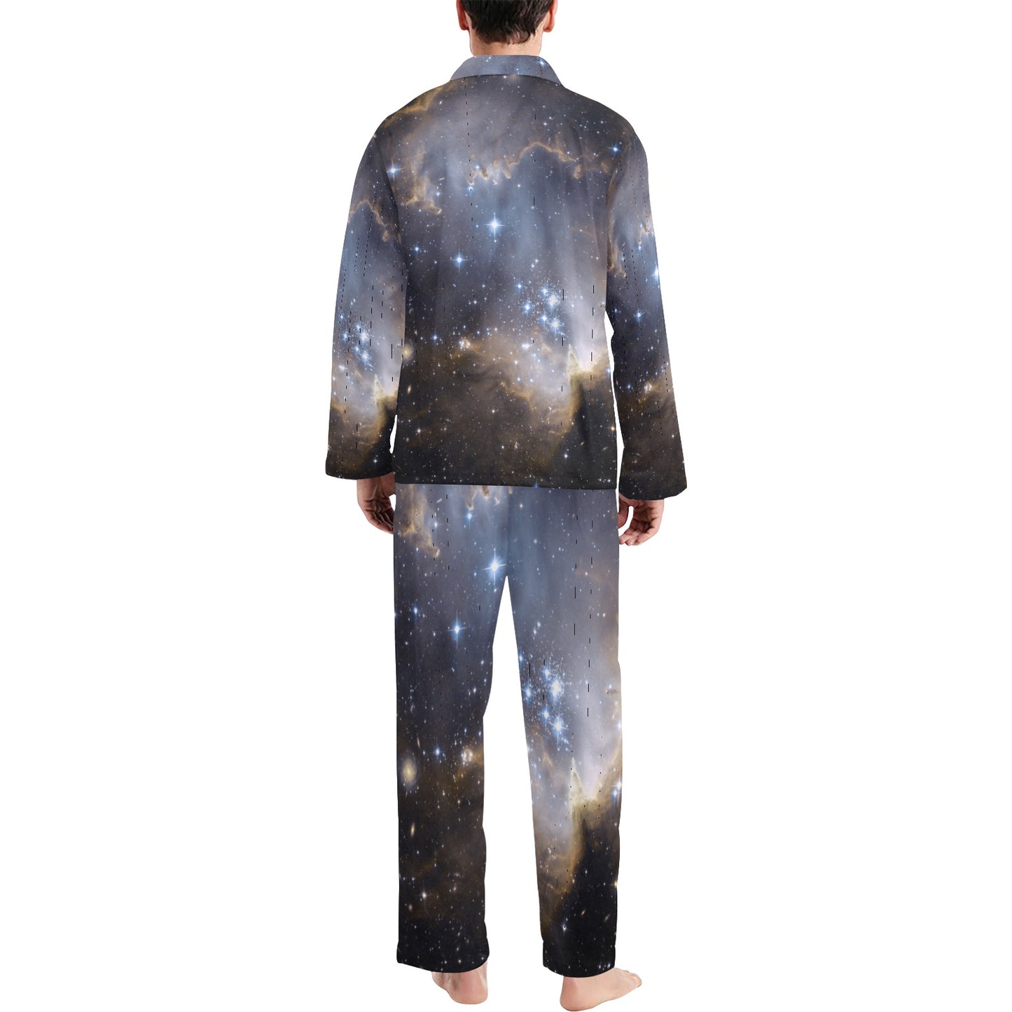 Night Galaxy Men's V-Neck Long Pajama Set