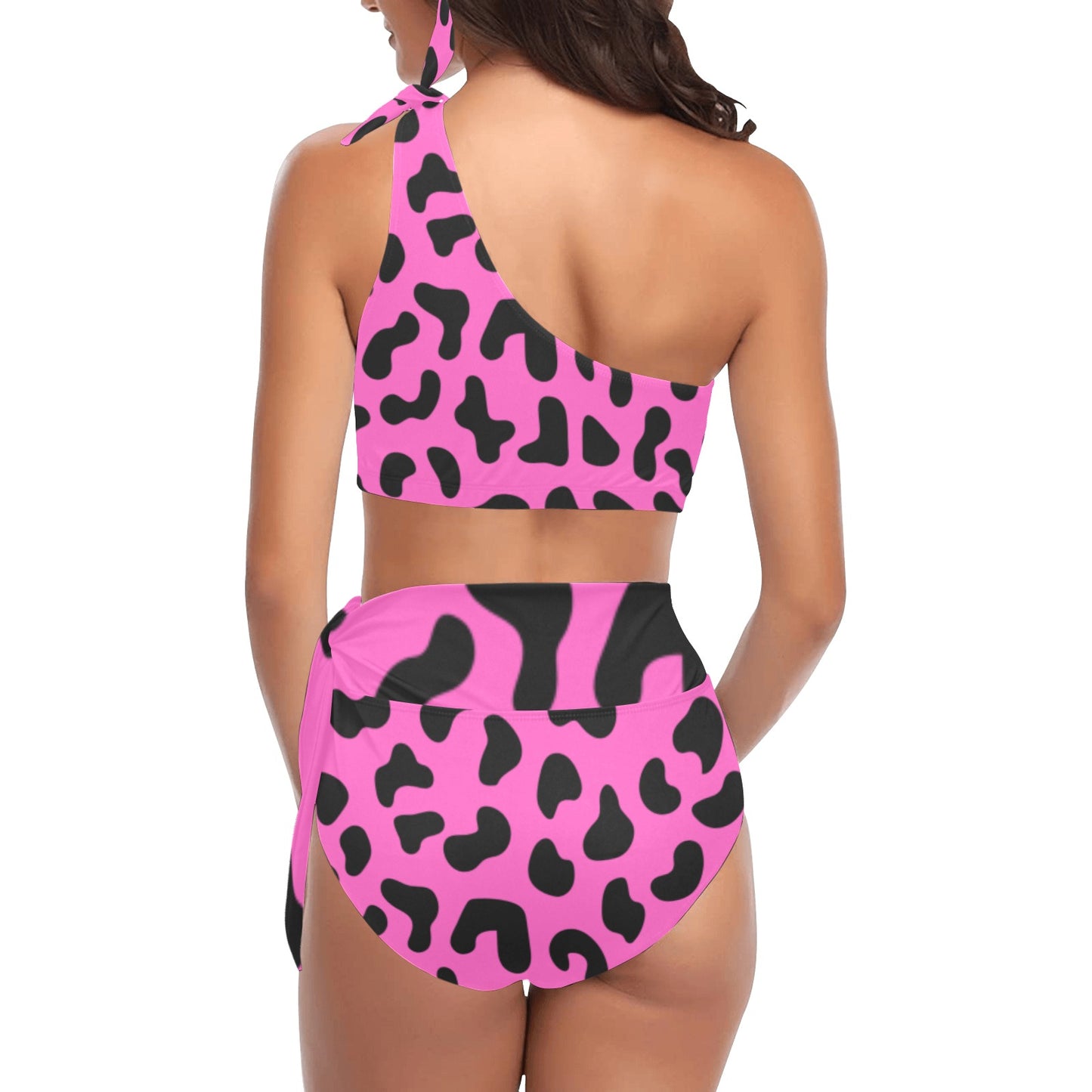 Pink Chee One Shoulder Bikini Set