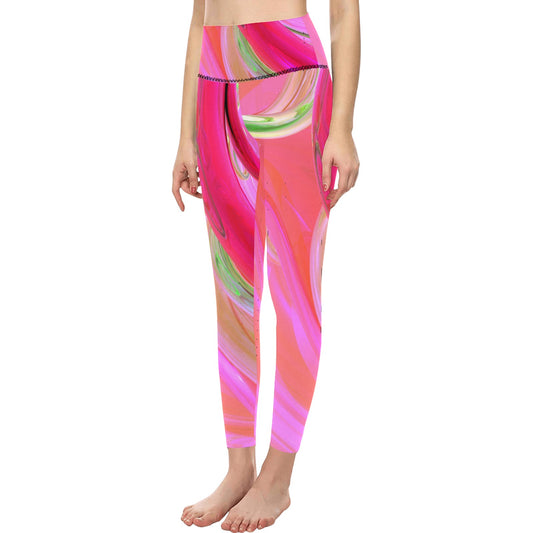 Pink Rings Women's High-Waisted Leggings