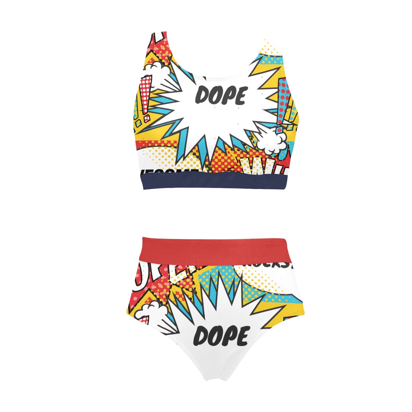 Comic Words Crop Top Swimsuit