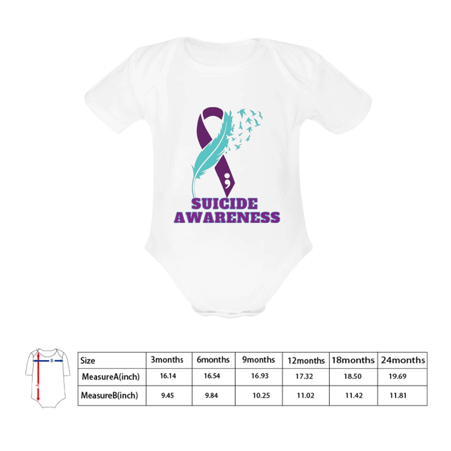 AWARENESS - Suicide Awareness Baby Short Sleeve Onesie