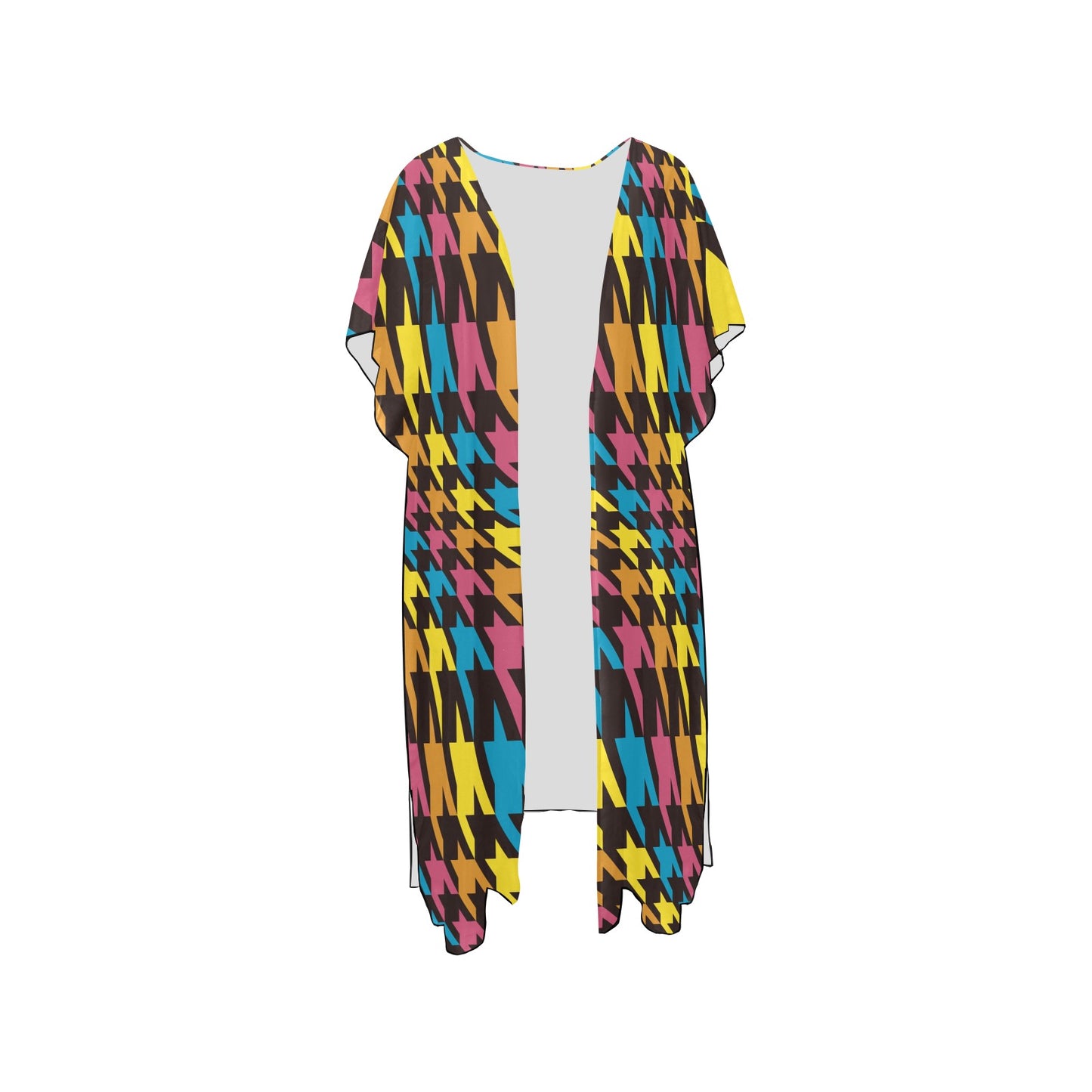 Colorful Houndstooth  Chiffon Cover Up