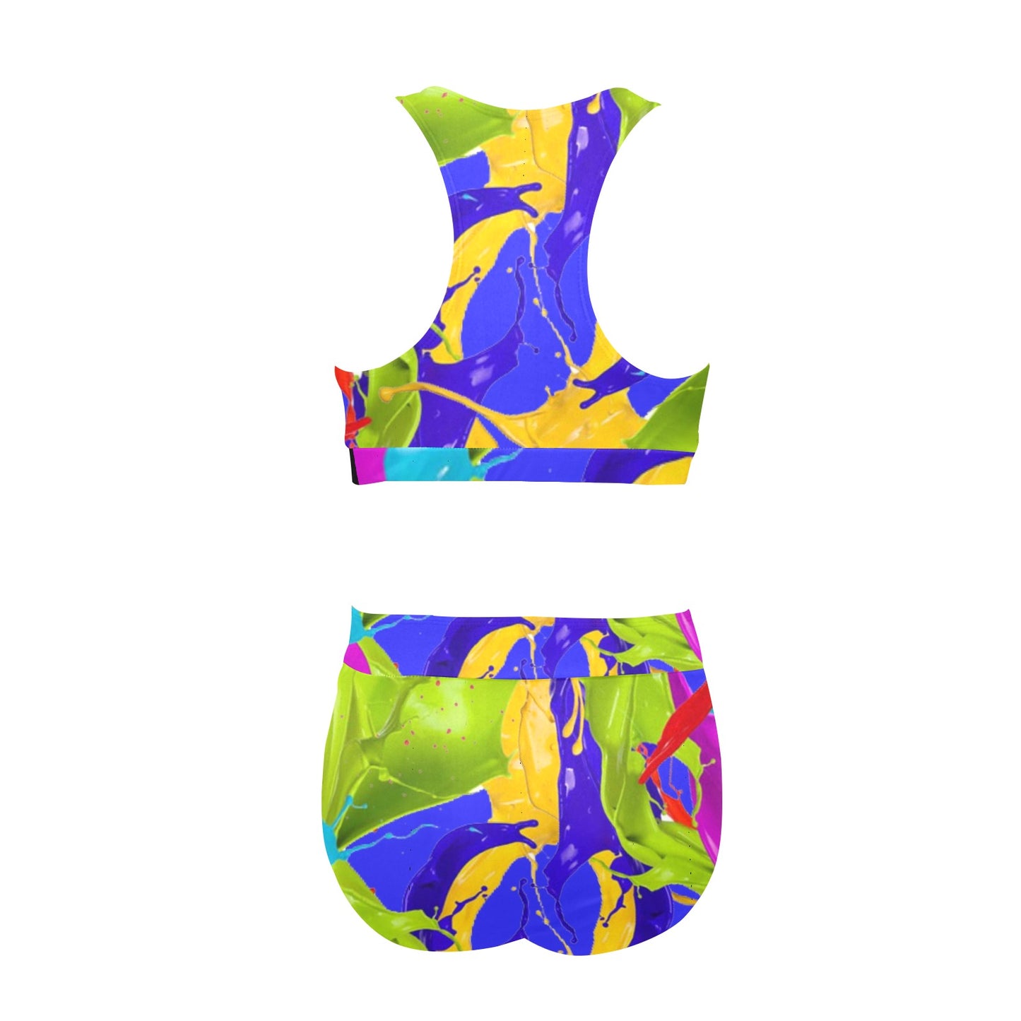 Color Mix Crop Top Bikini Set