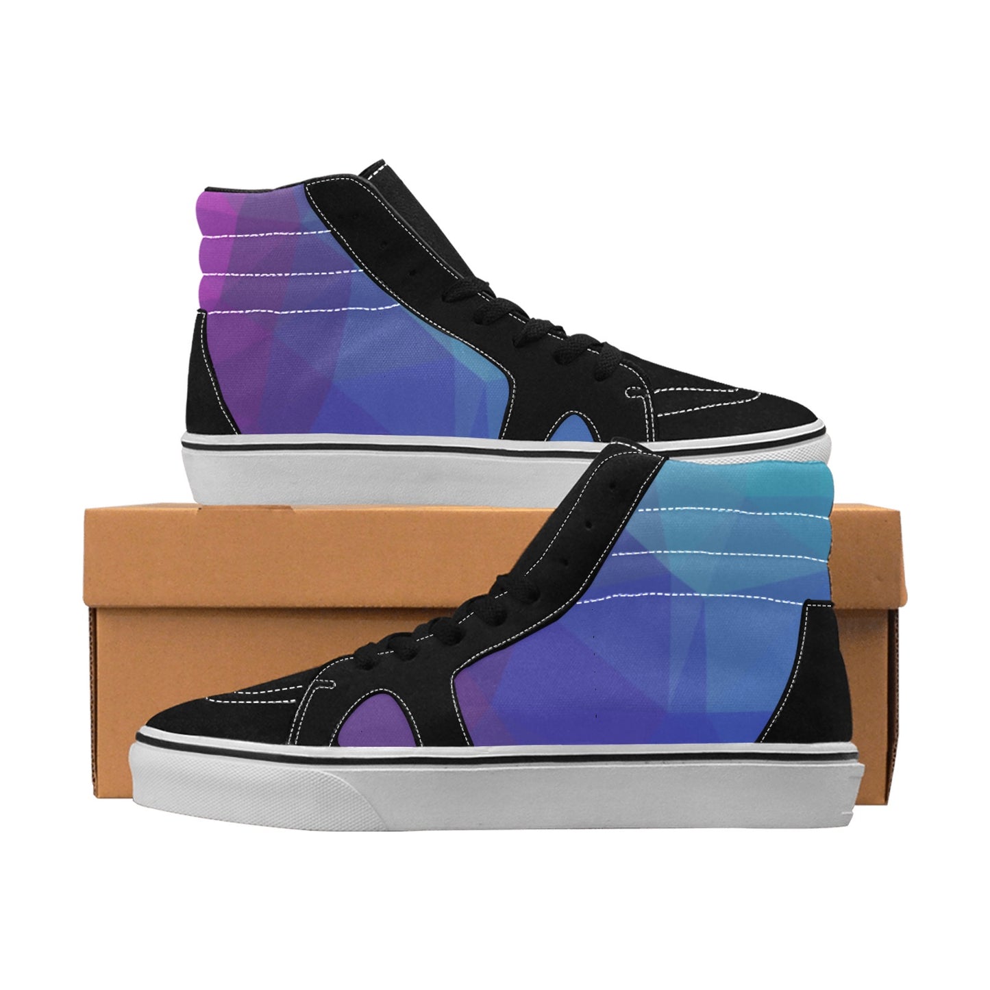 Blue Purple Men's High Top Skateboarding Shoes