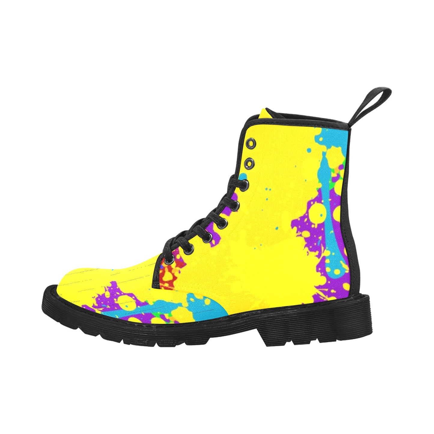 Yellow Splatter Martin Boots- Women (Black)