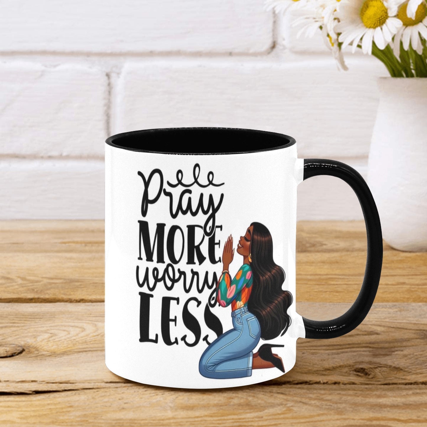 Pray more worry less Custom Inner Color Mug (11oz)