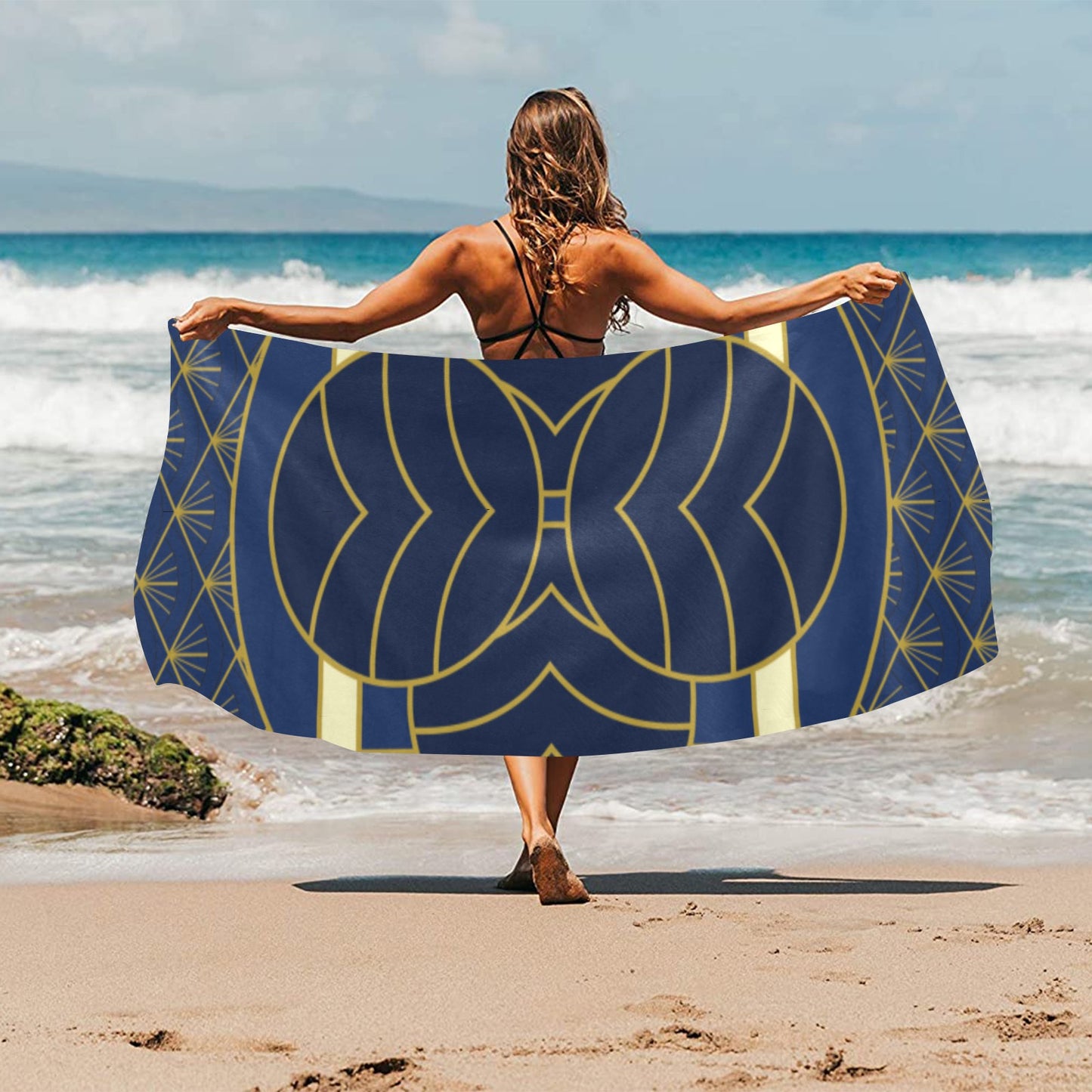 Navy Cut Beach Towel 32"x 71"