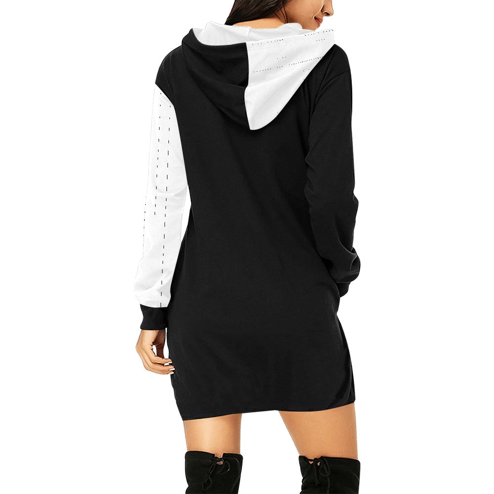 White & Black Hoodie Mini Dress