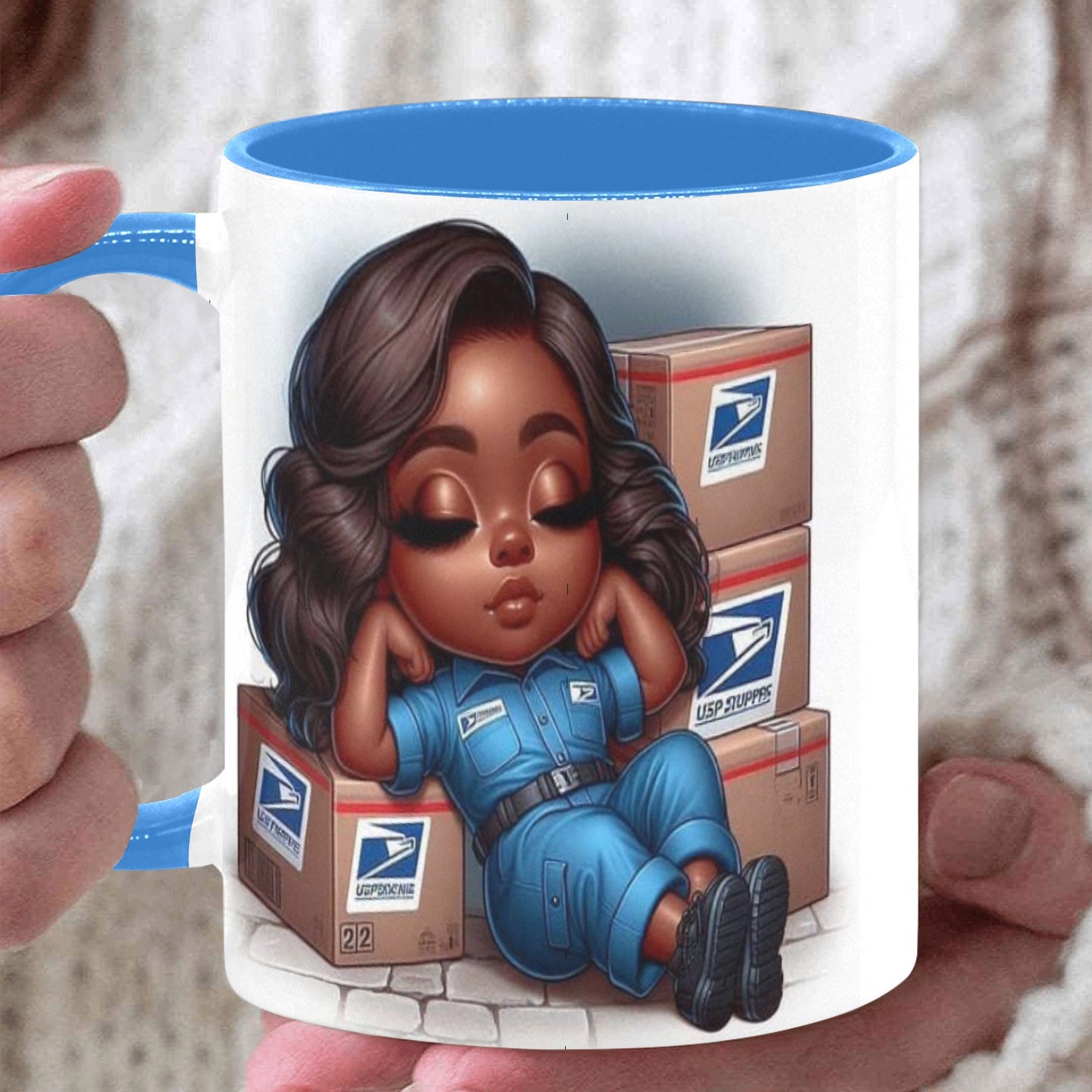 Resting Postal Worker Girl Custom Inner Color Mug (11oz)