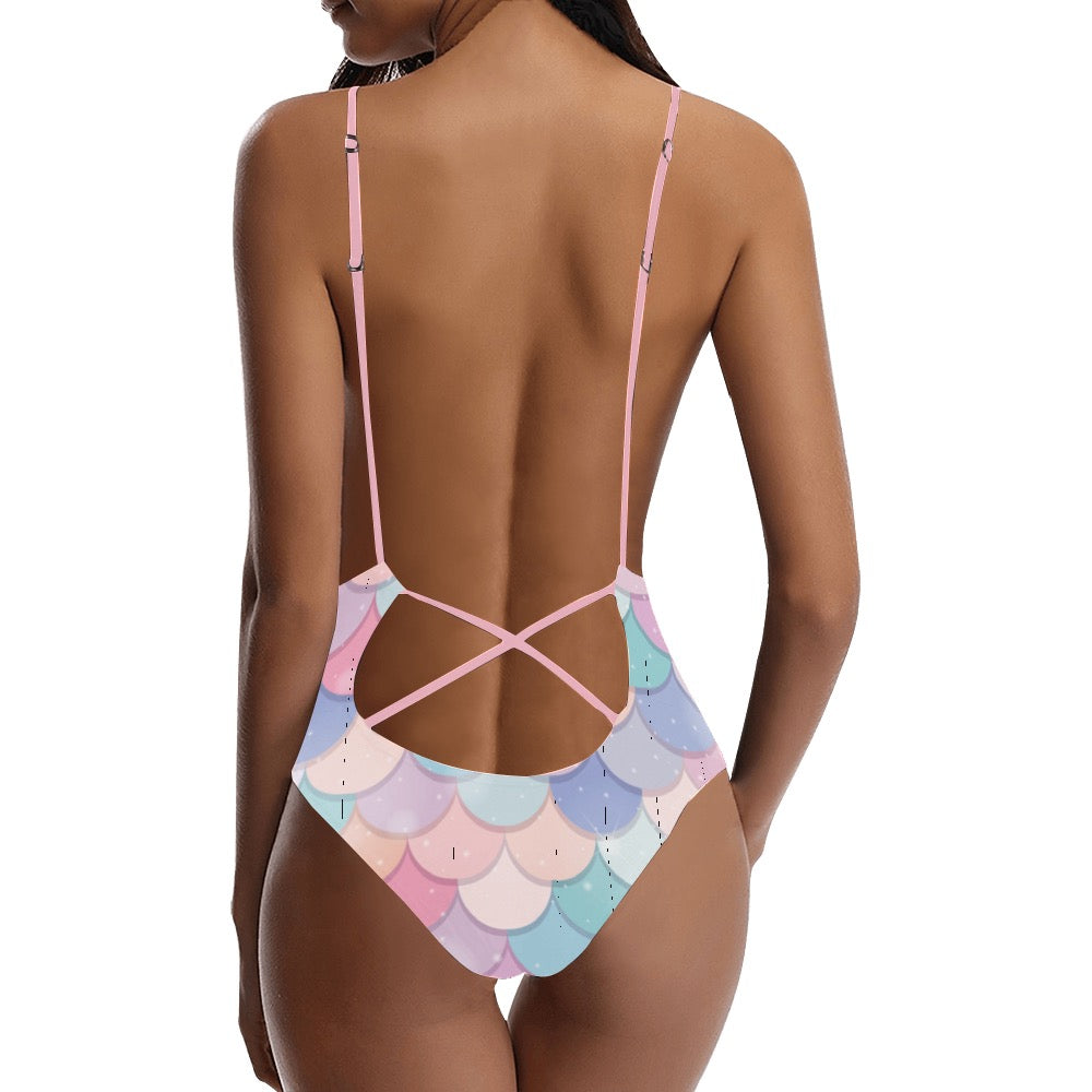 Mermaid Me Sexy Lace Backless One-Piece Swimsuit