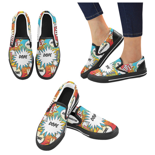 Comic Words Men's Slip-on Shoes