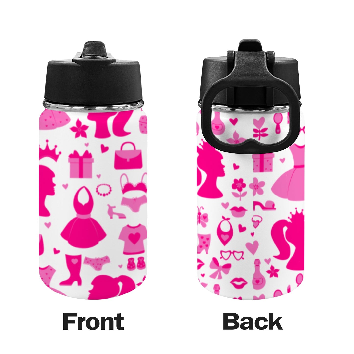 Barbie Kids Water Bottle with Straw Lid (12 oz)