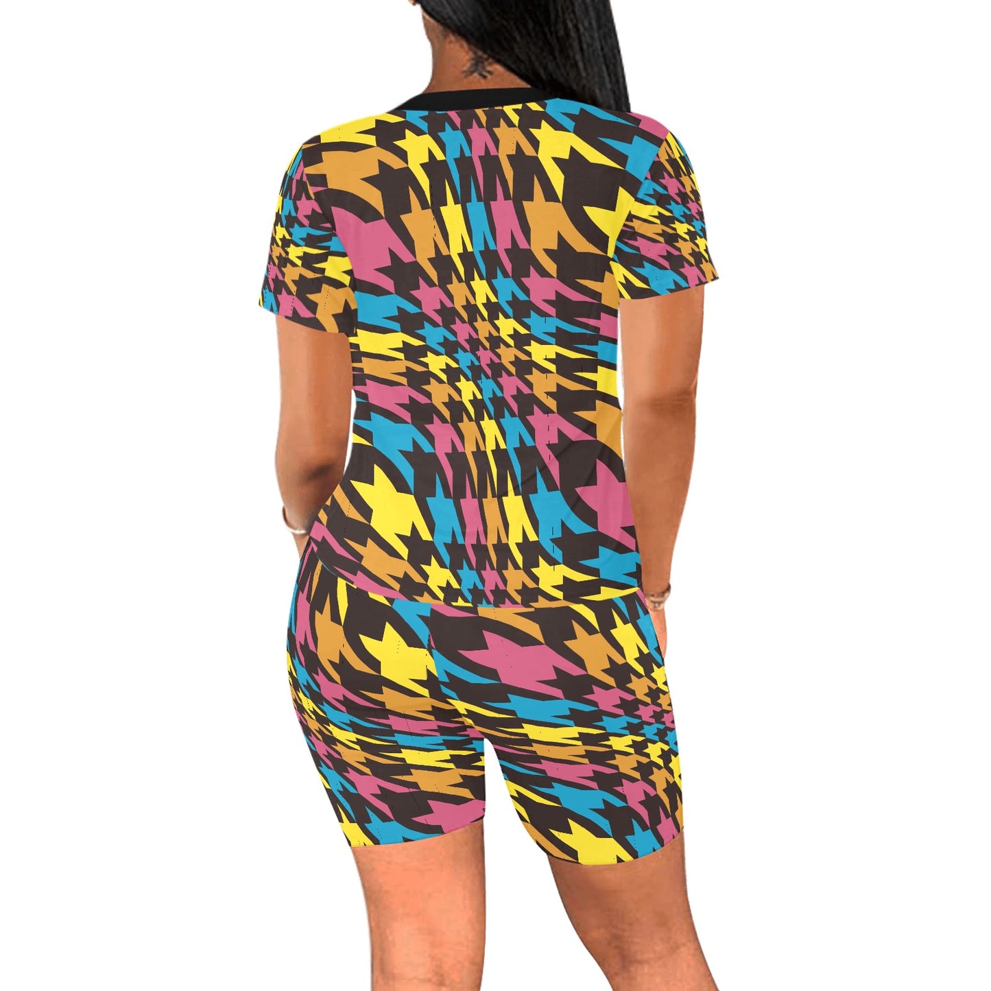 Colorful Houndstooth Women's Short Set