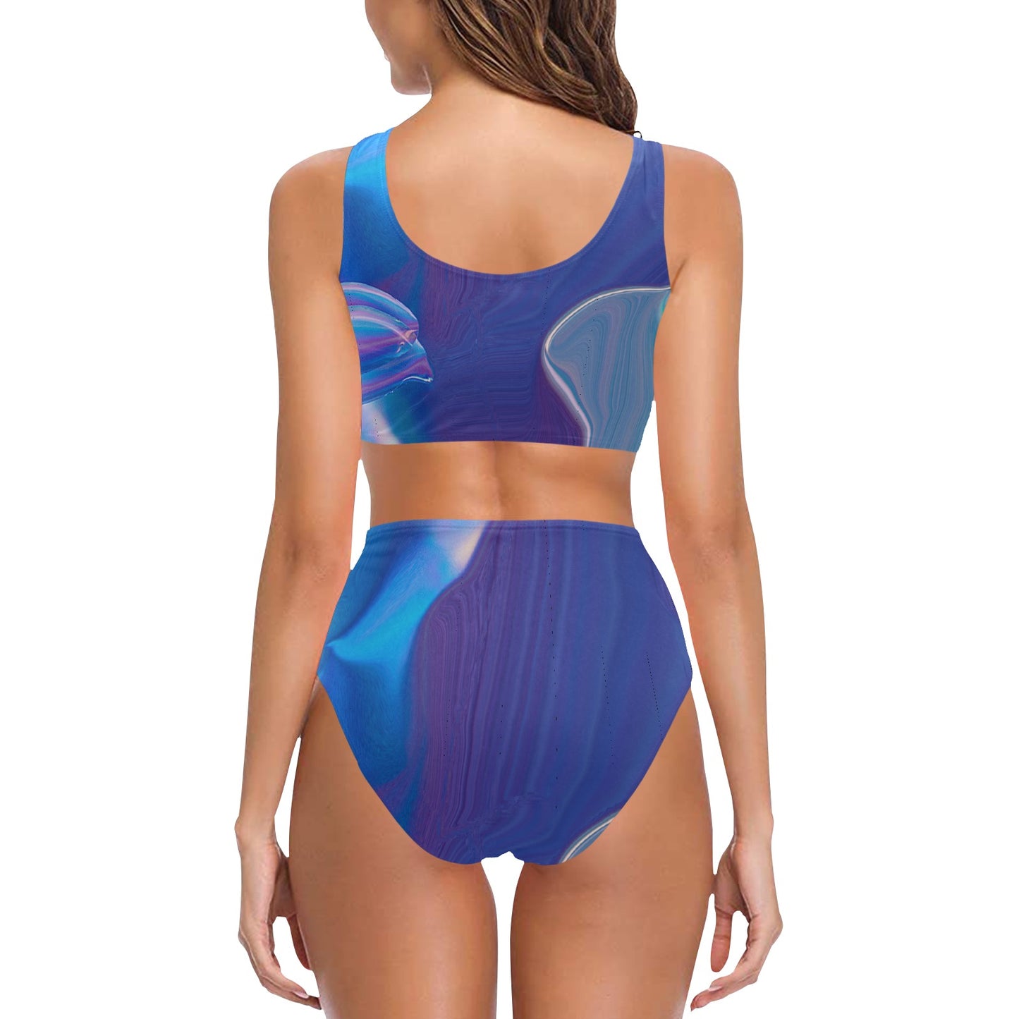 Blue Aura Chest Bow Tie Bikini Swimsuit