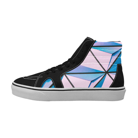 Pink Abstract Women's High Top Skateboarding Shoes