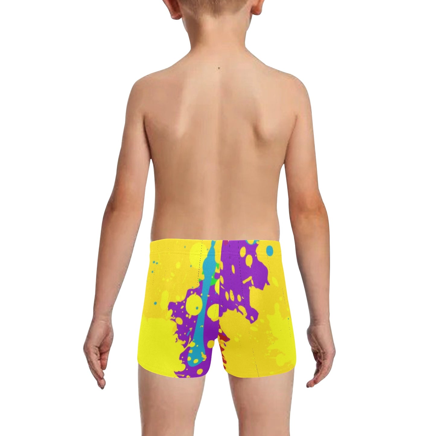 Yellow Splatter Little Boys' Swimming Trunks