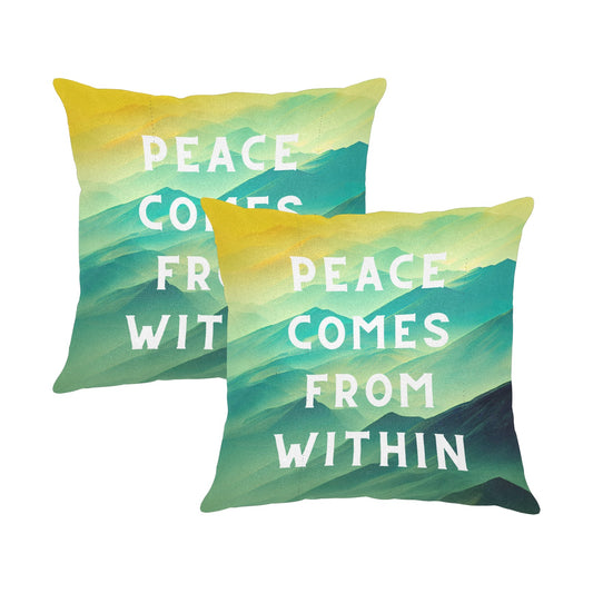 Peace Comes From Within Linen Zippered Pillowcase 18"x18"(Pack of 2)