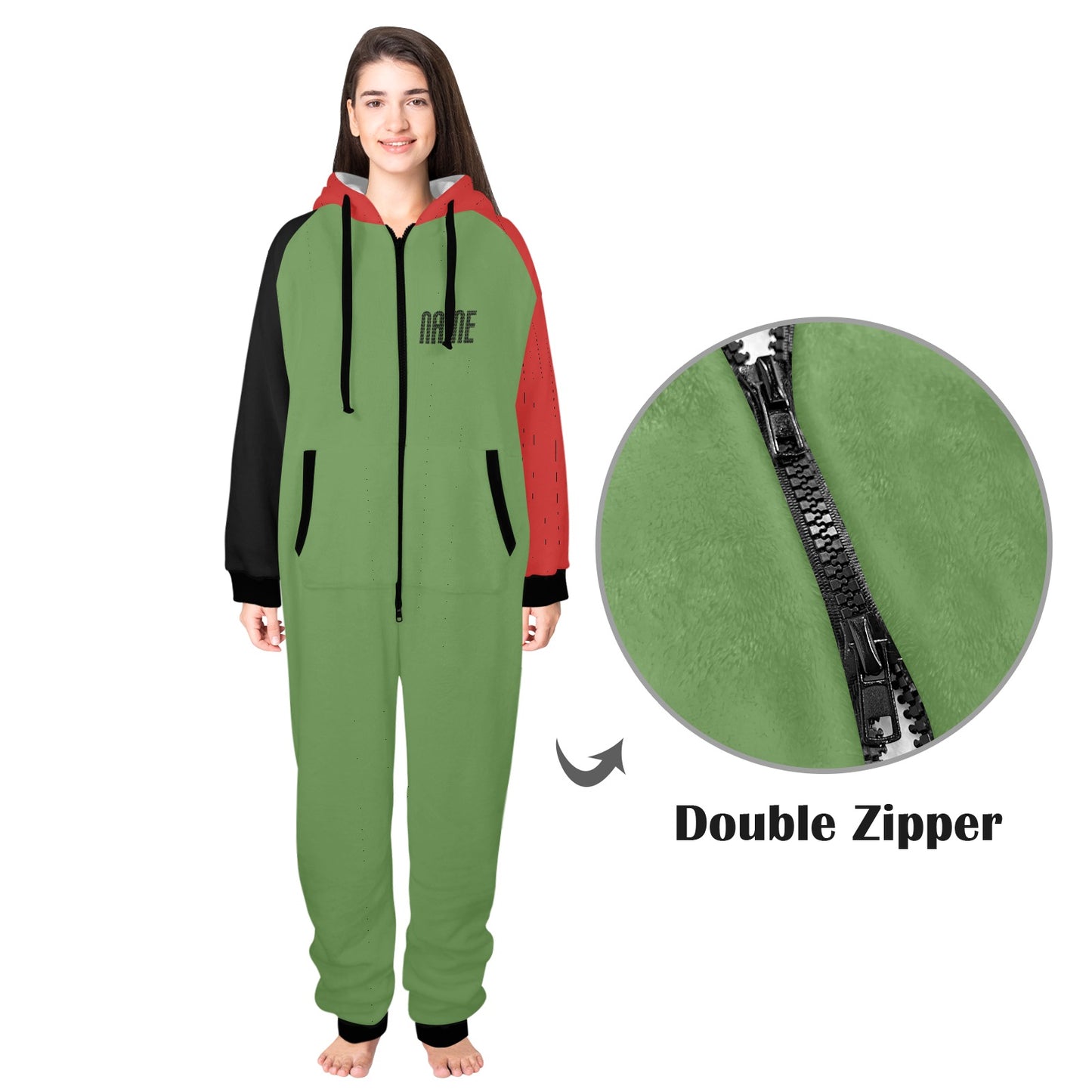 Mama Claus- Christmas Unisex One-Piece Zip Up Hooded Pajamas