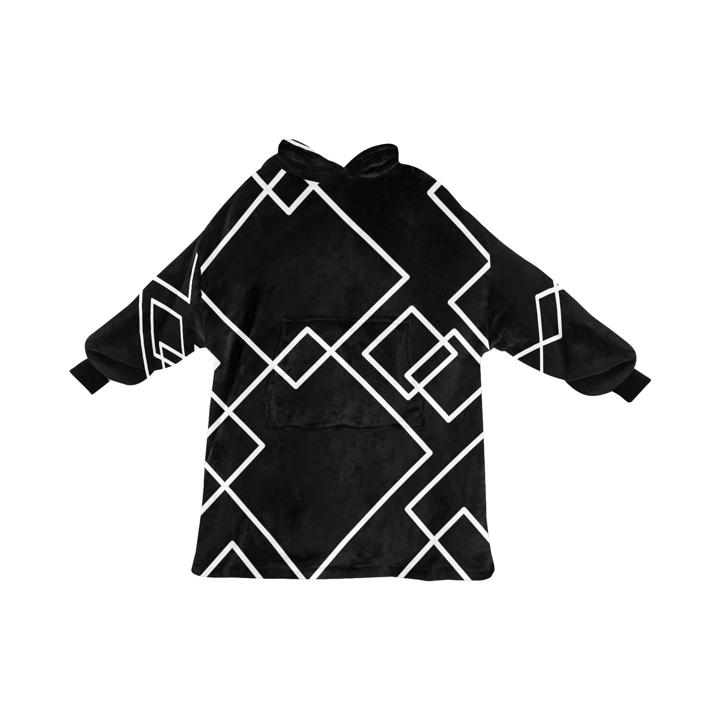 Black Squared Blanket Hoodie for Kids